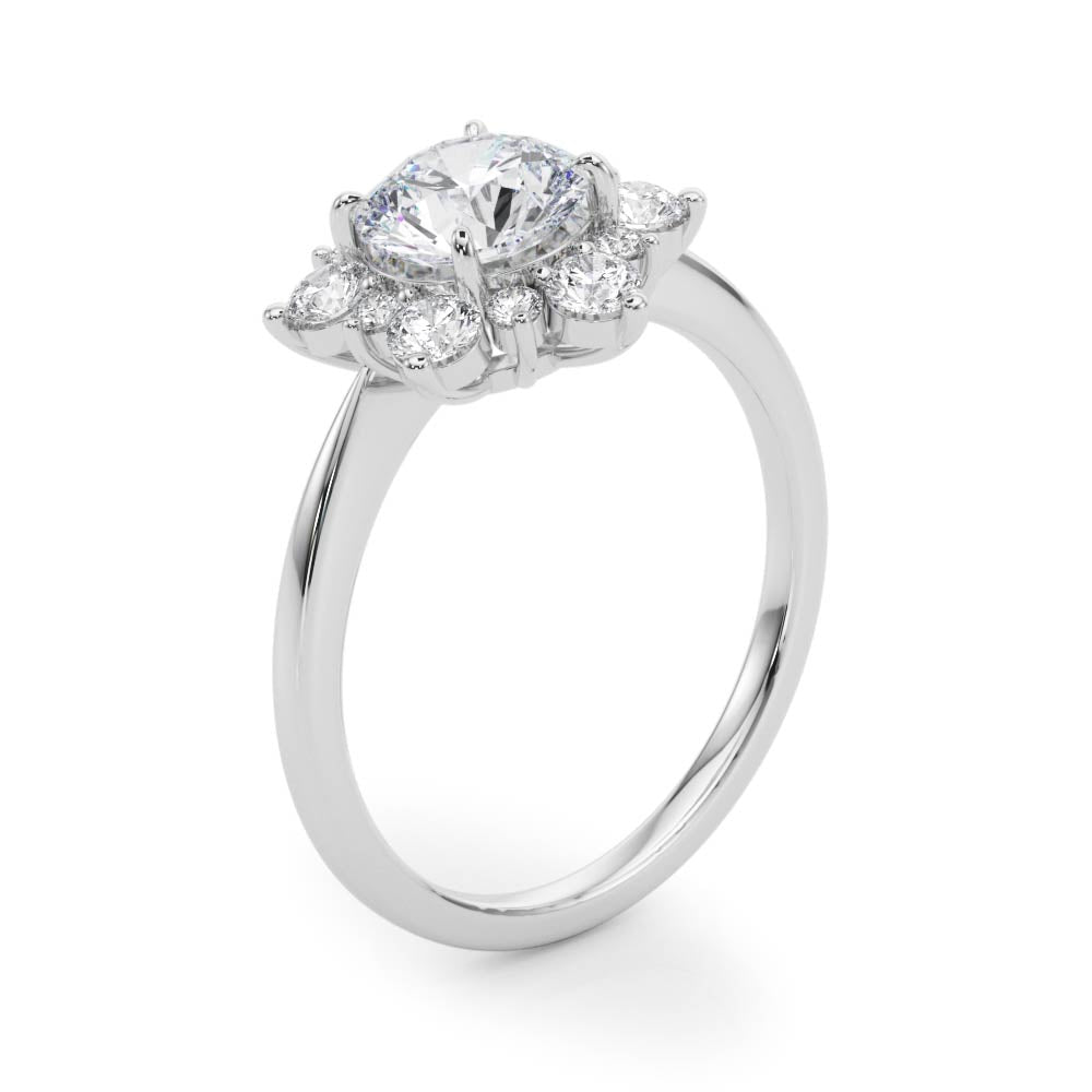 Vintage-Inspired Halo Engagement Ring Round Diamond Engagement Ring — 9K/18K Gold & Platinum