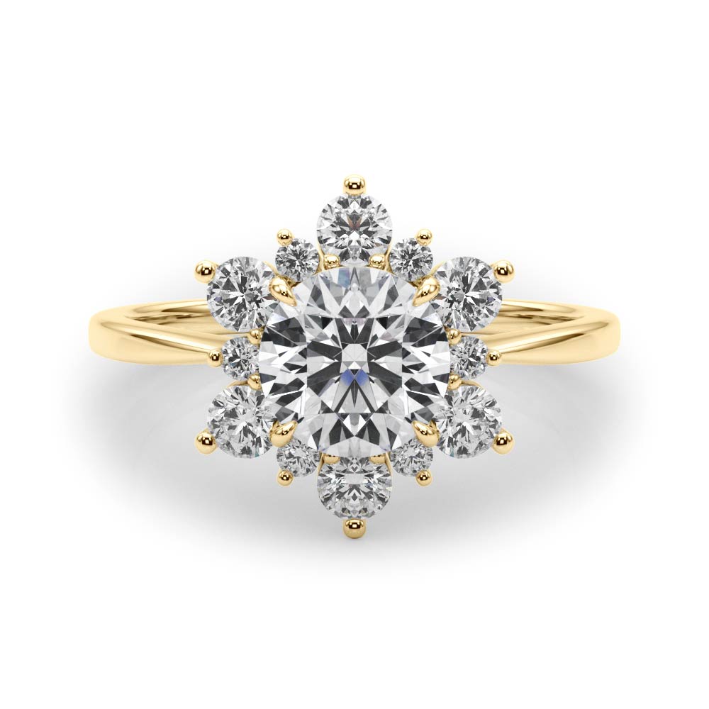 Vintage-Inspired Halo Engagement Ring Round Diamond Engagement Ring — 9K/18K Gold & Platinum