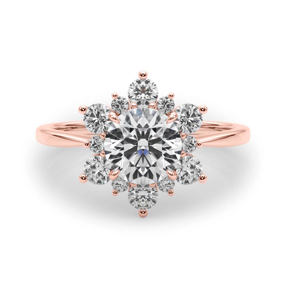 Vintage-Inspired Halo Engagement Ring Round Diamond Engagement Ring — 9K/18K Gold & Platinum
