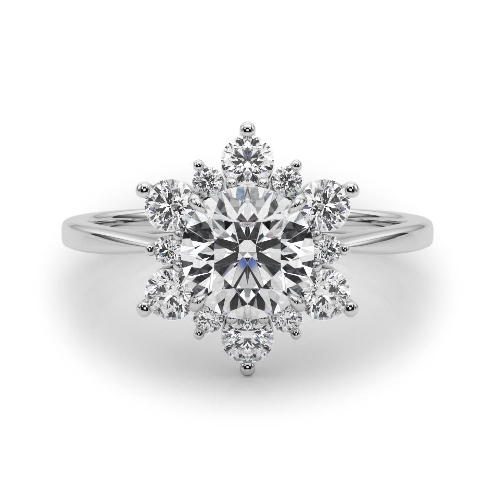 Vintage-Inspired Halo Engagement Ring Round Diamond Engagement Ring — 9K/18K Gold & Platinum