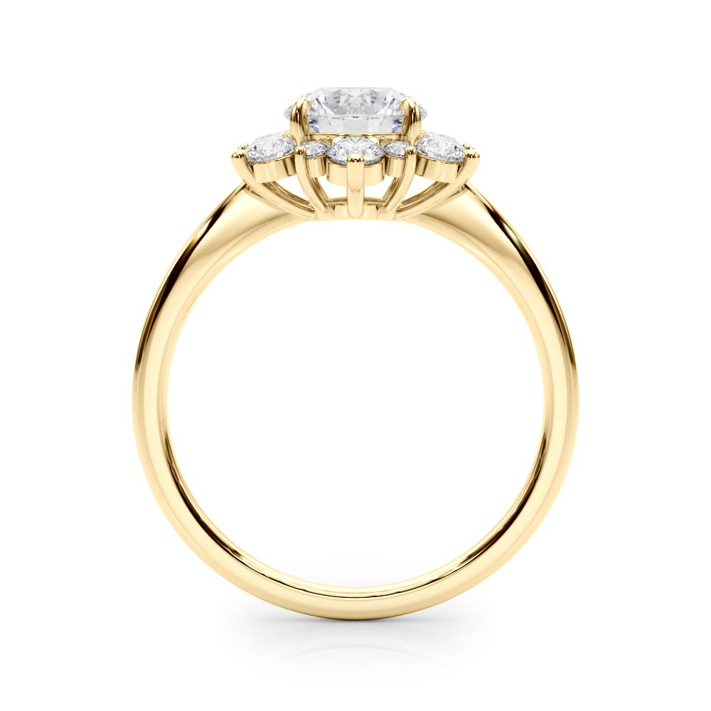 Vintage-Inspired Halo Engagement Ring Round Diamond Engagement Ring — 9K/18K Gold & Platinum