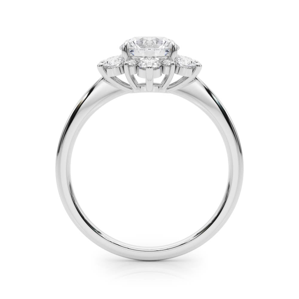 Vintage-Inspired Halo Engagement Ring Round Diamond Engagement Ring — 9K/18K Gold & Platinum