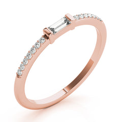 Accented East-West Baguette Half Eternity Ring in Gold & Platinum
