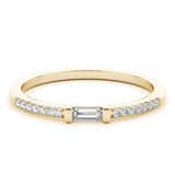 Accented East-West Baguette Half Eternity Ring in Gold & Platinum
