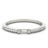 Accented East-West Baguette Half Eternity Ring in Gold & Platinum