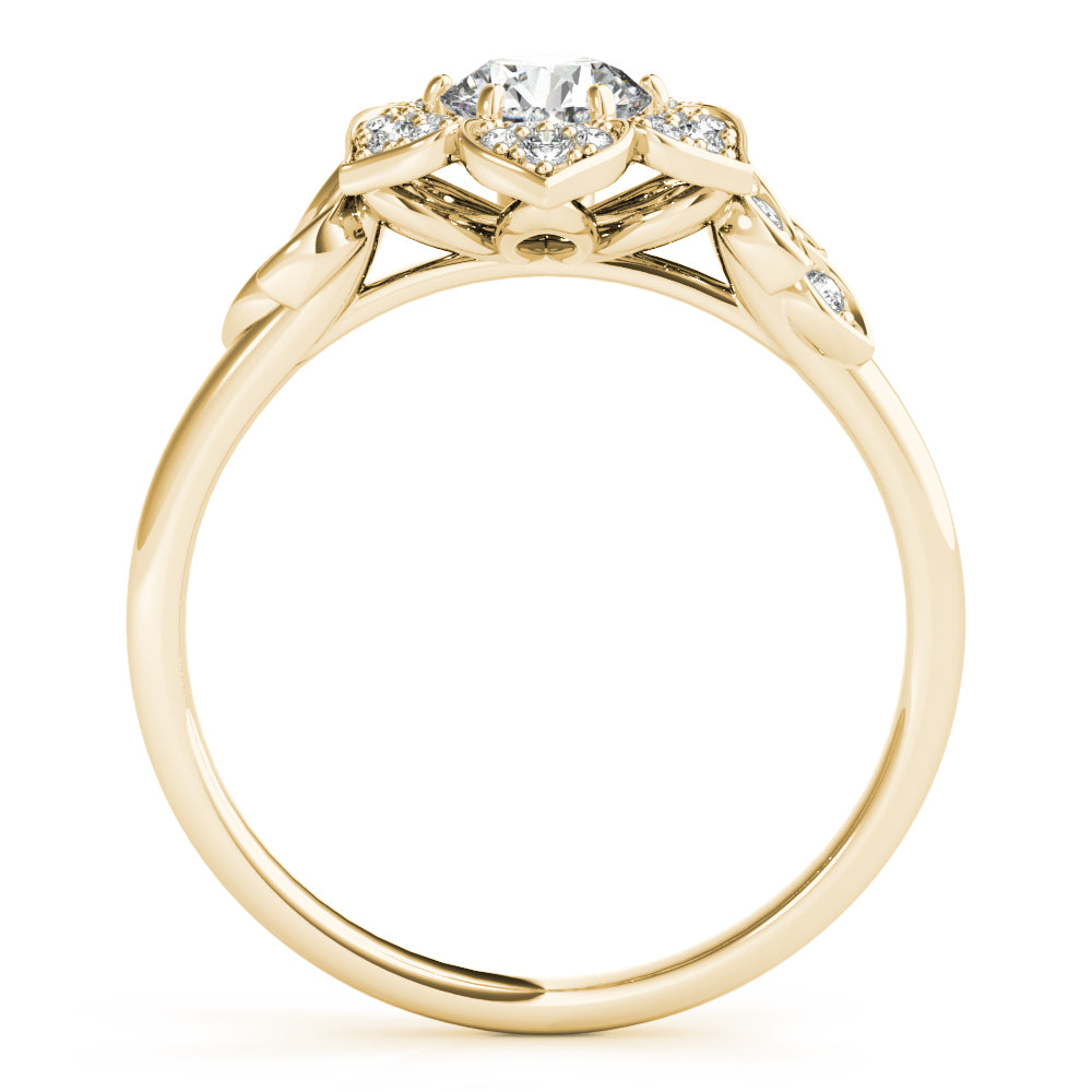 Luxe Flower Fashion Ring Round Diamond Engagement Ring — 9K/18K Gold & Platinum