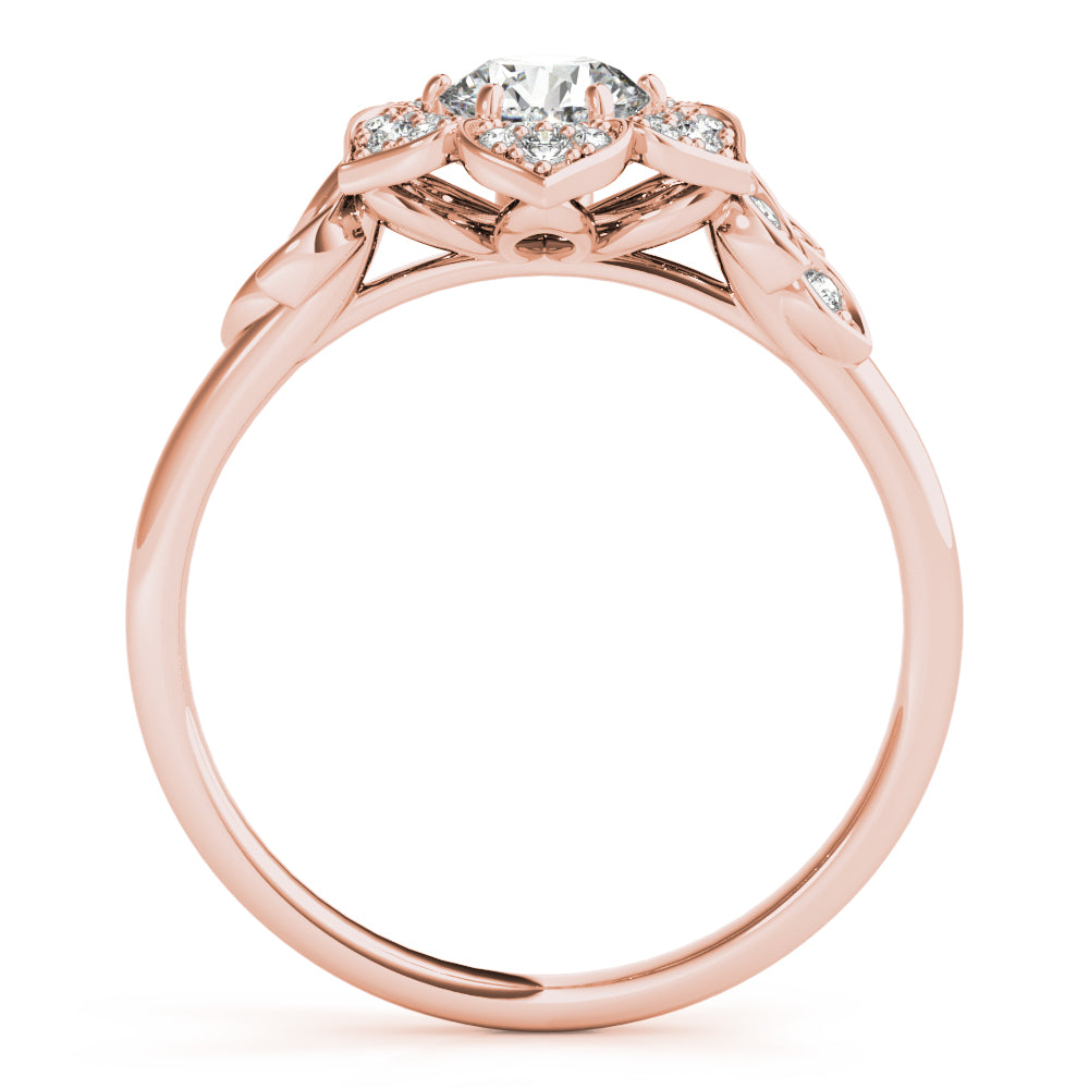 Luxe Flower Fashion Ring Round Diamond Engagement Ring — 9K/18K Gold & Platinum