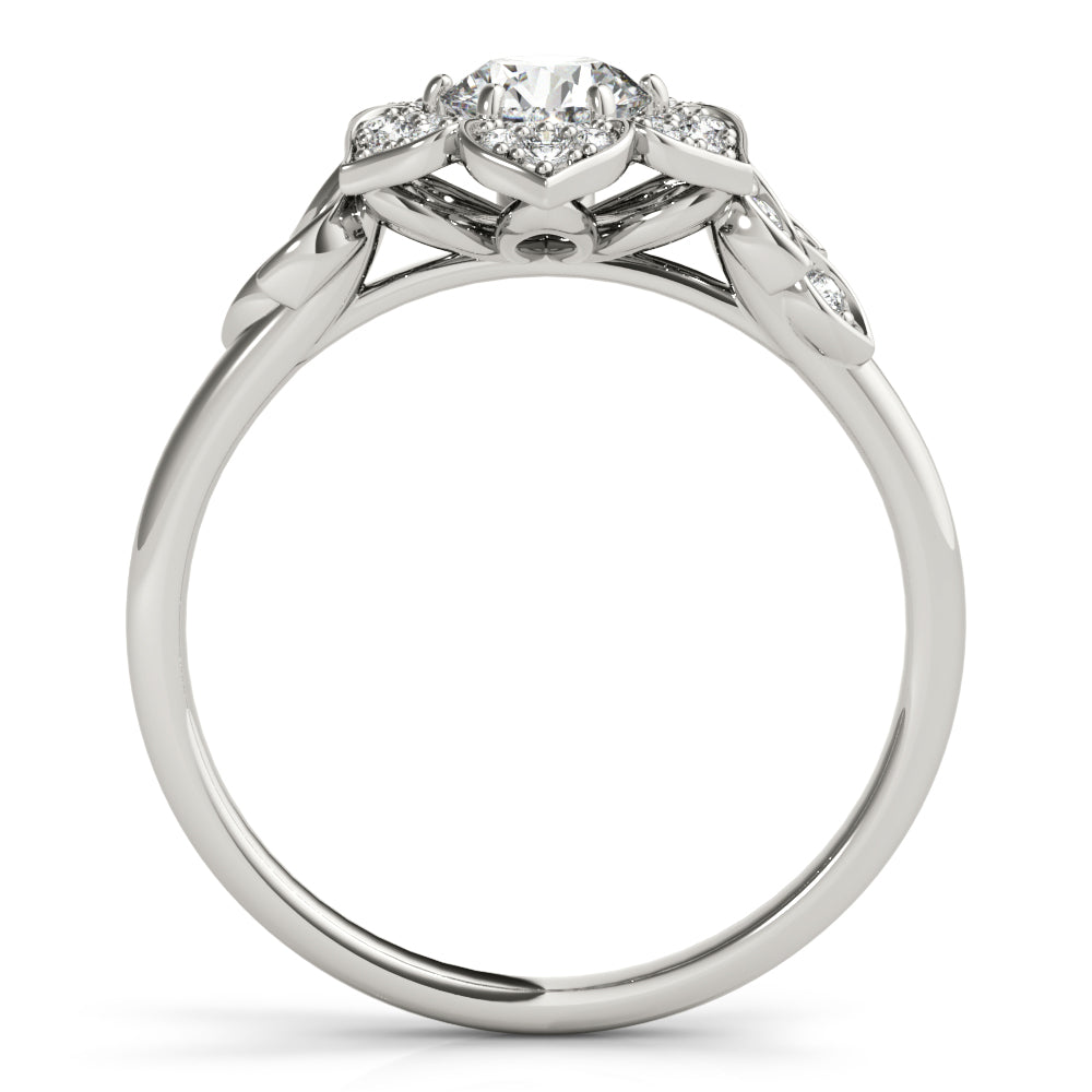 Luxe Flower Fashion Ring Round Diamond Engagement Ring — 9K/18K Gold & Platinum