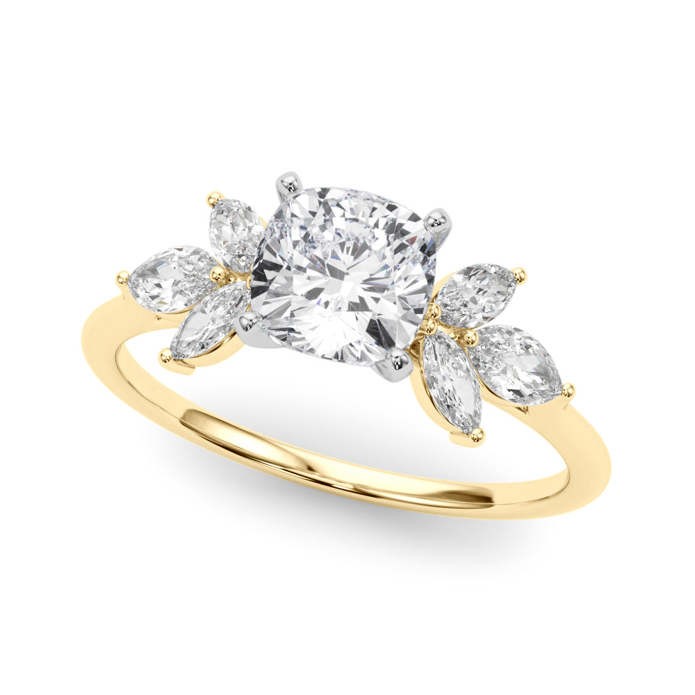 Bespoke Sides Marquise Diamond Engagement Ring — 9K/18K Gold & Platinum