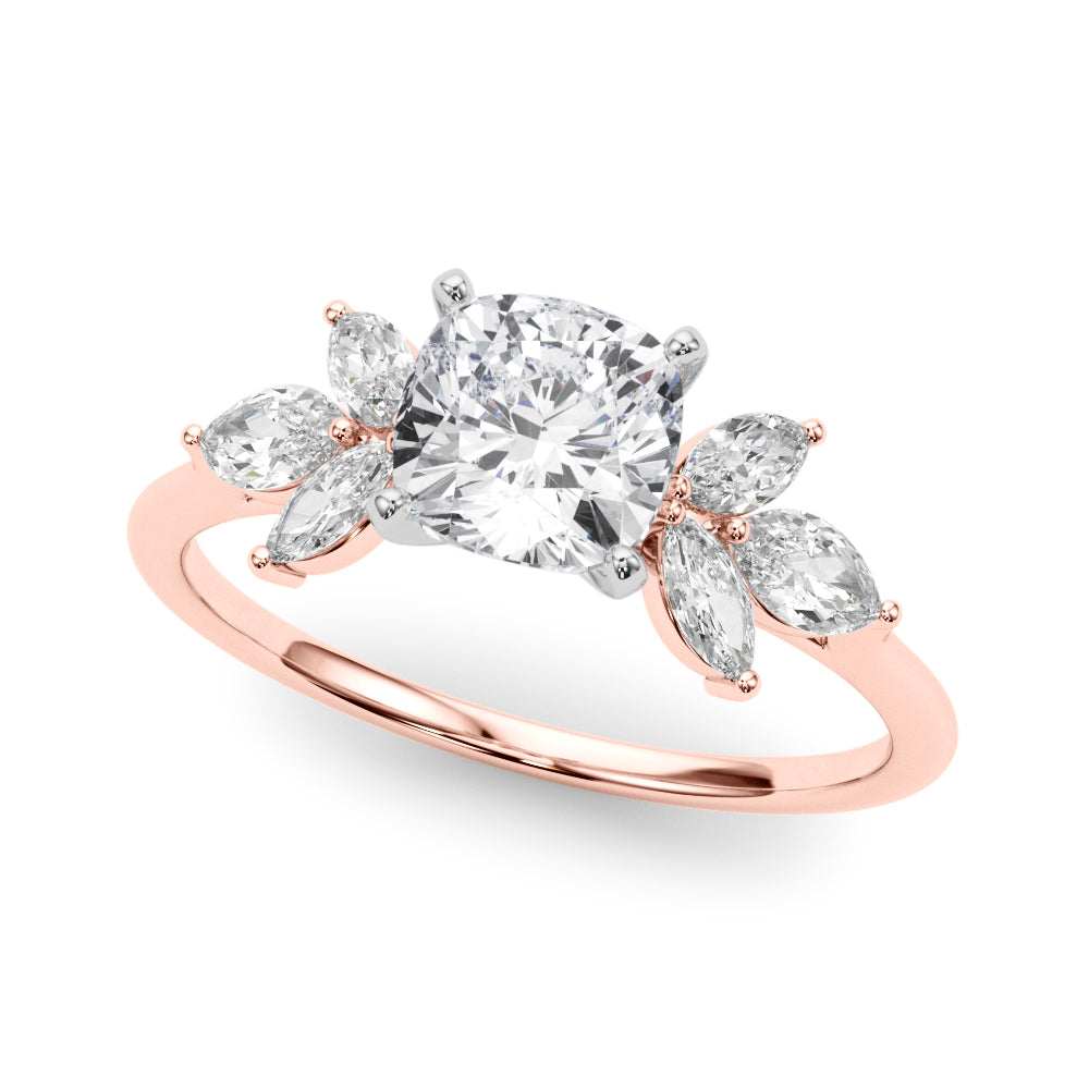 Bespoke Sides Marquise Diamond Engagement Ring — 9K/18K Gold & Platinum