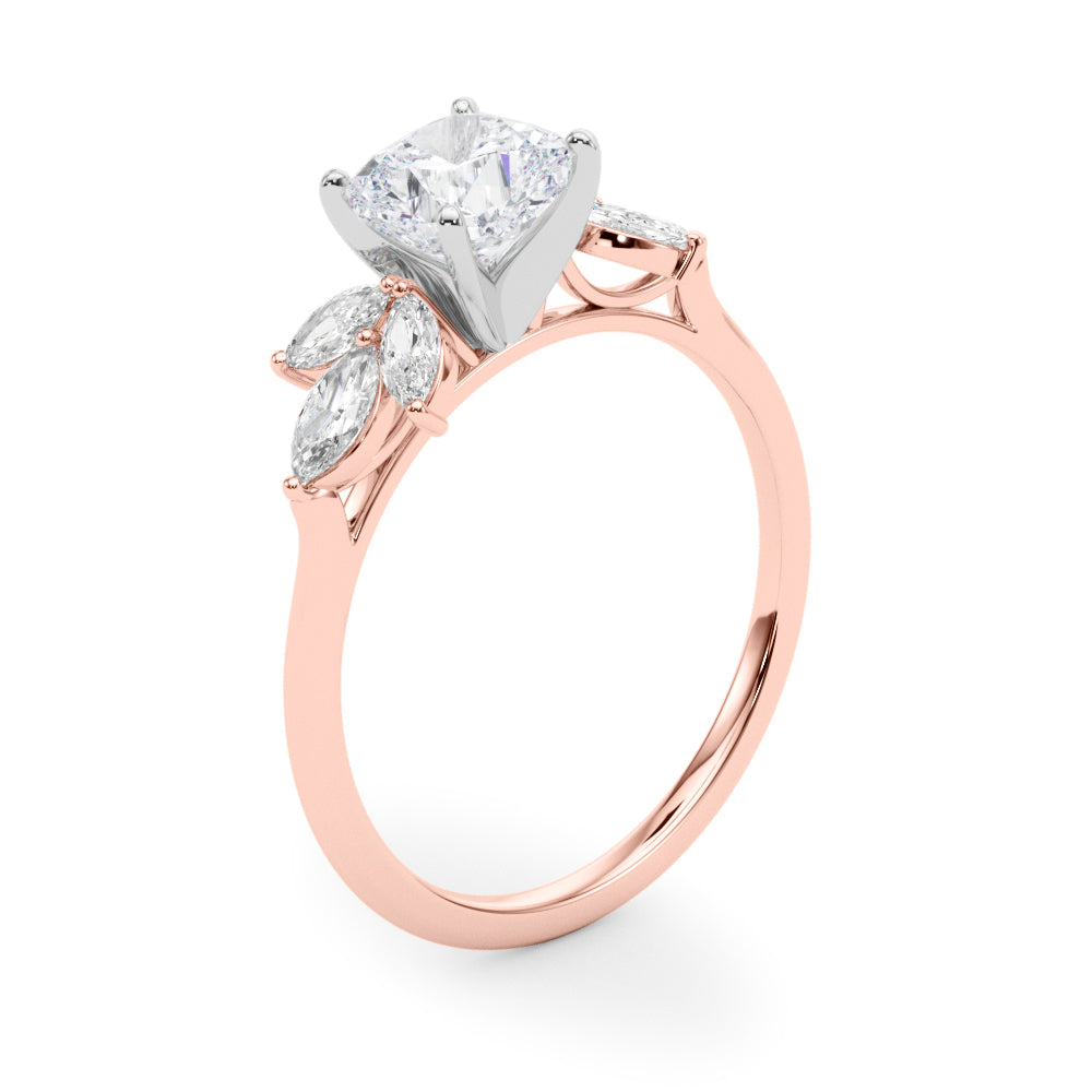 Bespoke Sides Marquise Diamond Engagement Ring — 9K/18K Gold & Platinum