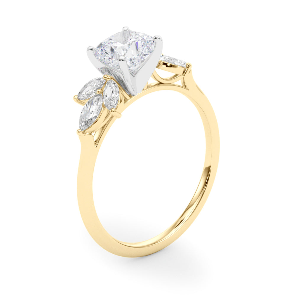 Bespoke Sides Marquise Diamond Engagement Ring — 9K/18K Gold & Platinum