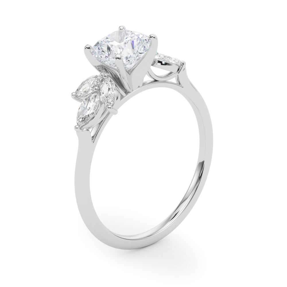 Bespoke Sides Marquise Diamond Engagement Ring — 9K/18K Gold & Platinum