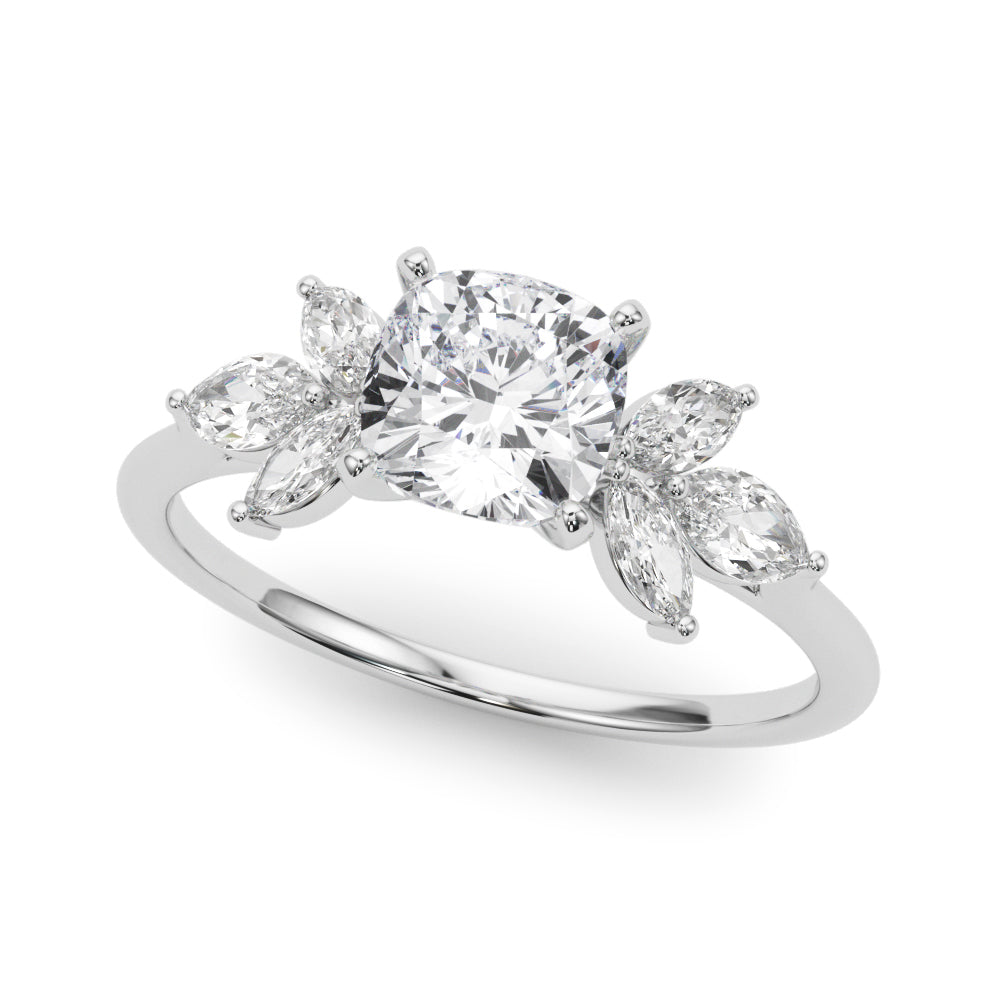 Bespoke Sides Marquise Diamond Engagement Ring — 9K/18K Gold & Platinum