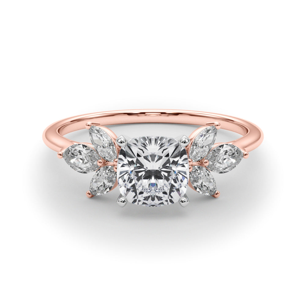 Bespoke Sides Marquise Diamond Engagement Ring — 9K/18K Gold & Platinum