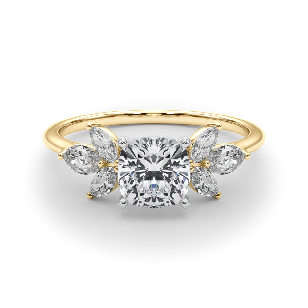 Bespoke Sides Marquise Diamond Engagement Ring — 9K/18K Gold & Platinum