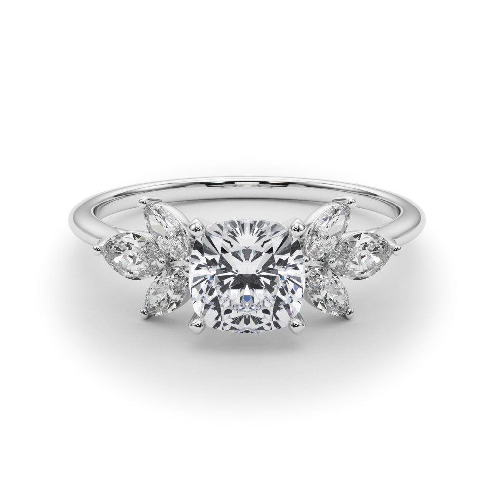 Bespoke Sides Marquise Diamond Engagement Ring — 9K/18K Gold & Platinum
