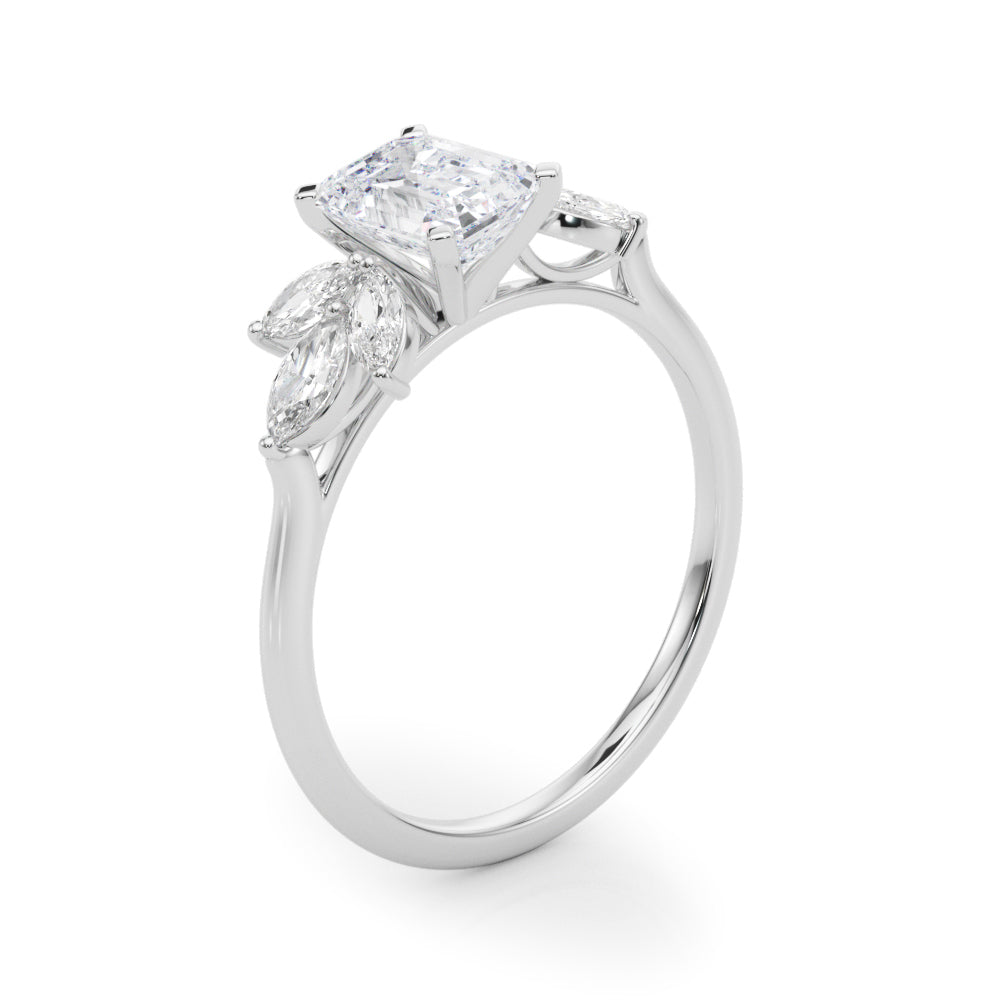 Bespoke Sides Marquise Diamond Engagement Ring — 9K/18K Gold & Platinum