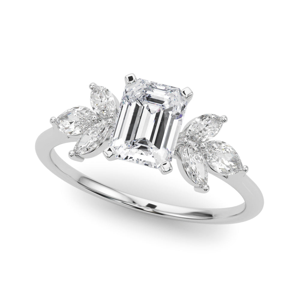 Bespoke Sides Marquise Diamond Engagement Ring — 9K/18K Gold & Platinum