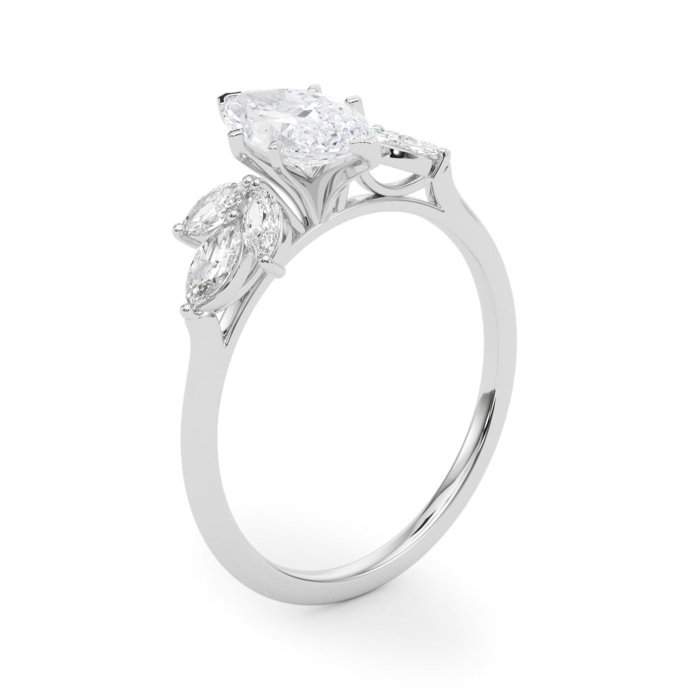 Bespoke Sides Marquise Diamond Engagement Ring — 9K/18K Gold & Platinum