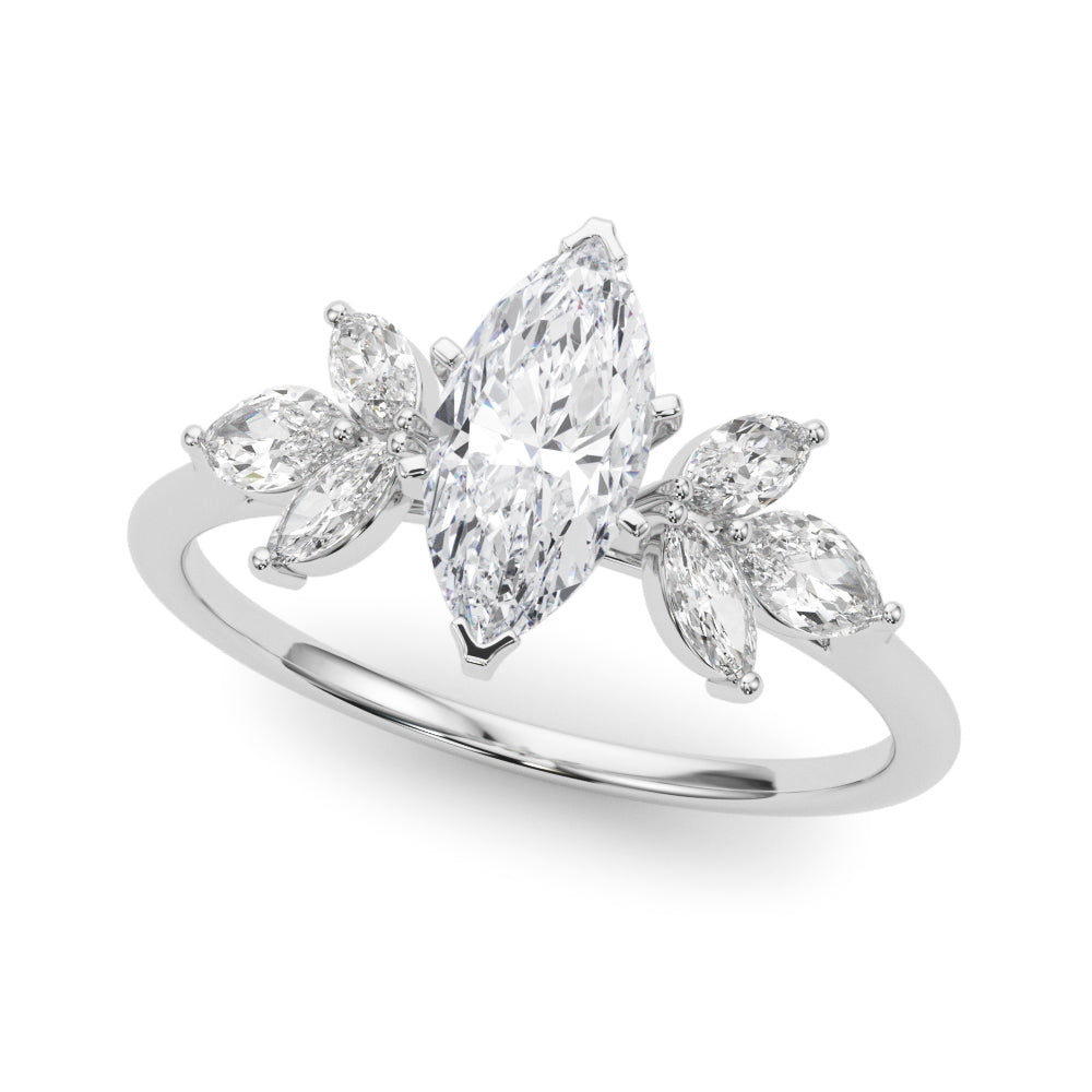 Bespoke Sides Marquise Diamond Engagement Ring — 9K/18K Gold & Platinum