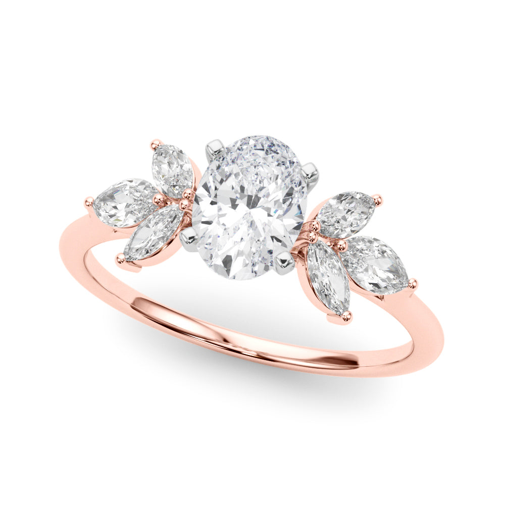 Bespoke Sides Marquise Diamond Engagement Ring — 9K/18K Gold & Platinum