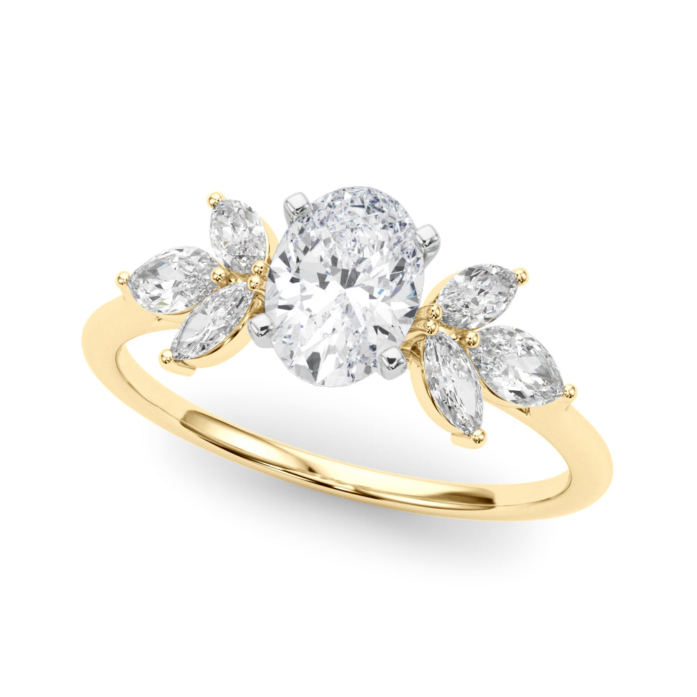 Bespoke Sides Marquise Diamond Engagement Ring — 9K/18K Gold & Platinum