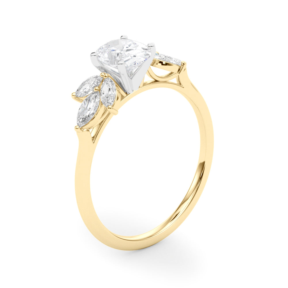 Bespoke Sides Marquise Diamond Engagement Ring — 9K/18K Gold & Platinum
