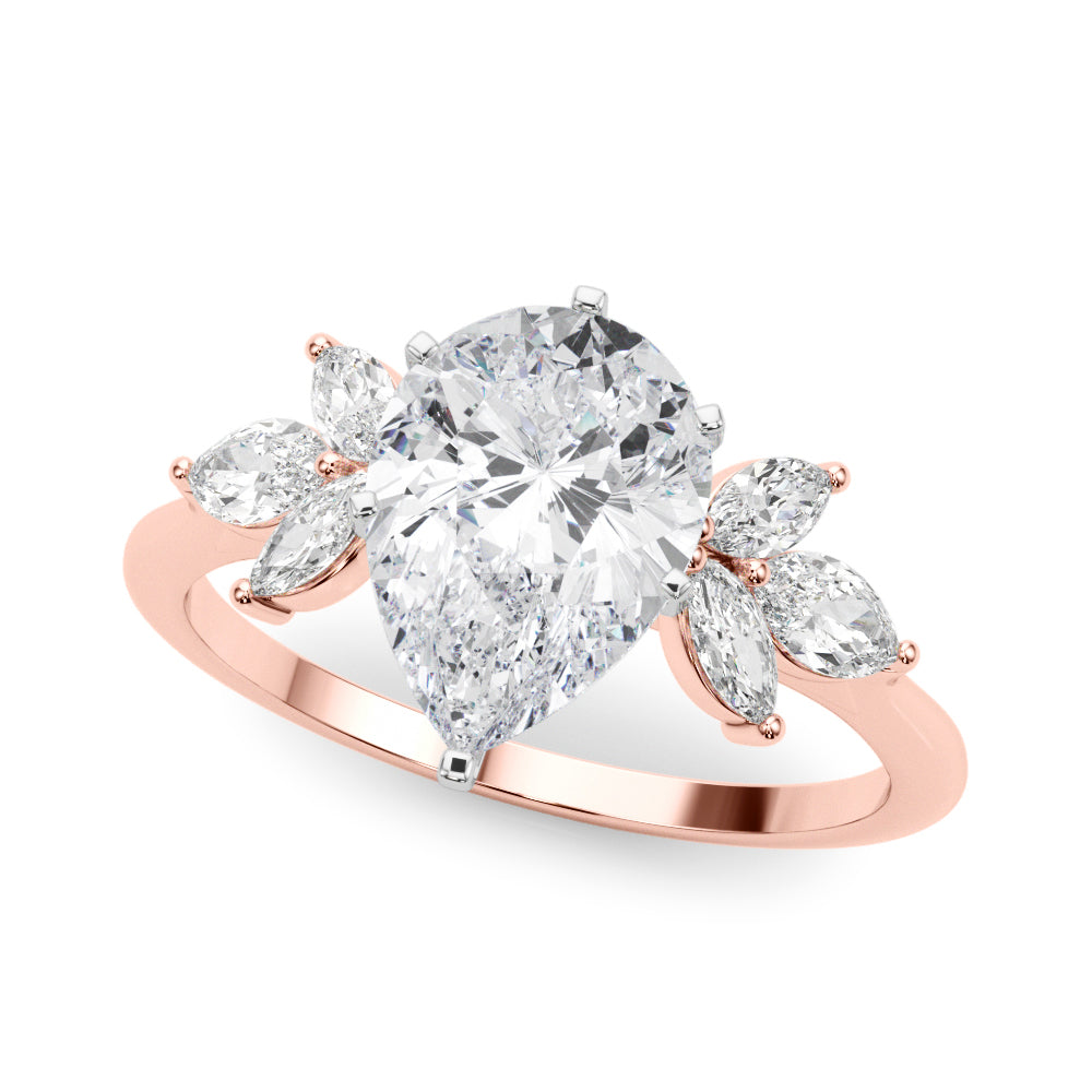 Bespoke Sides Marquise Diamond Engagement Ring — 9K/18K Gold & Platinum