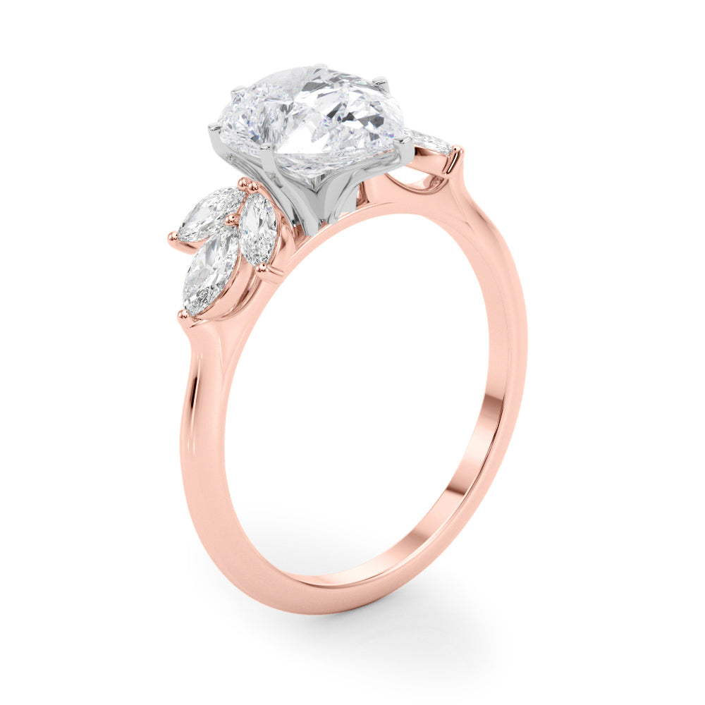 Bespoke Sides Marquise Diamond Engagement Ring — 9K/18K Gold & Platinum