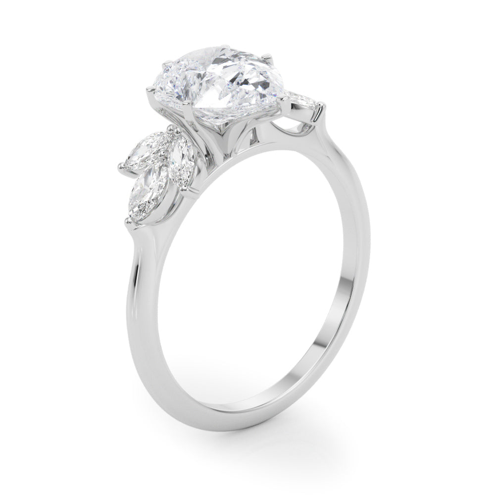 Bespoke Sides Marquise Diamond Engagement Ring — 9K/18K Gold & Platinum
