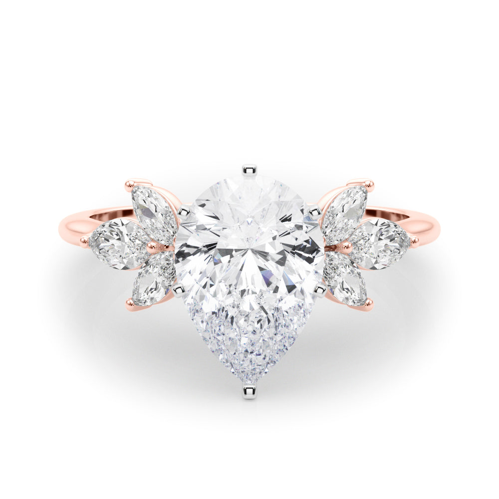 Bespoke Sides Marquise Diamond Engagement Ring — 9K/18K Gold & Platinum