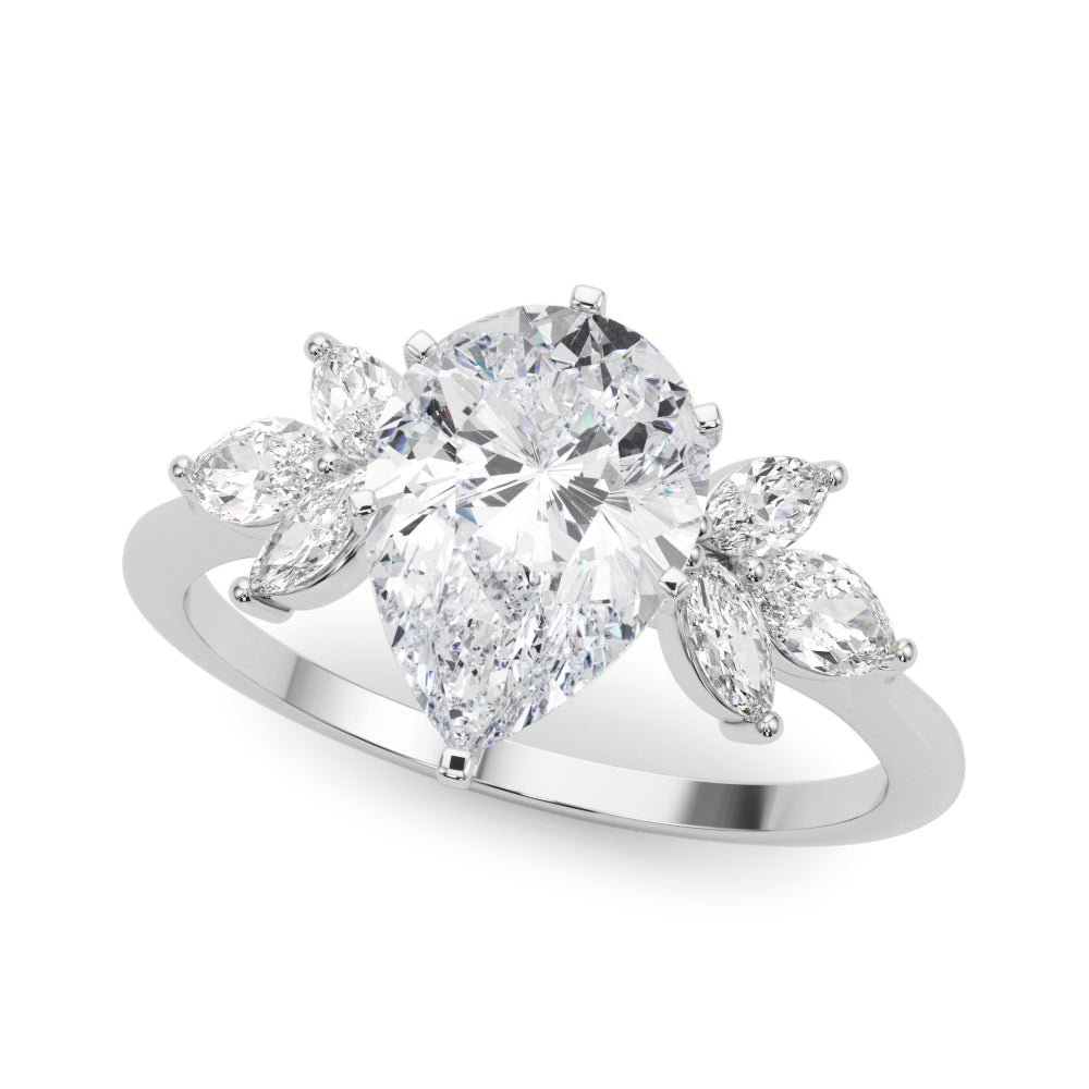 Bespoke Sides Marquise Diamond Engagement Ring — 9K/18K Gold & Platinum