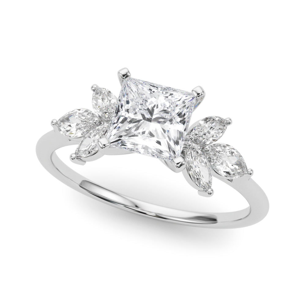 Bespoke Sides Marquise Diamond Engagement Ring — 9K/18K Gold & Platinum