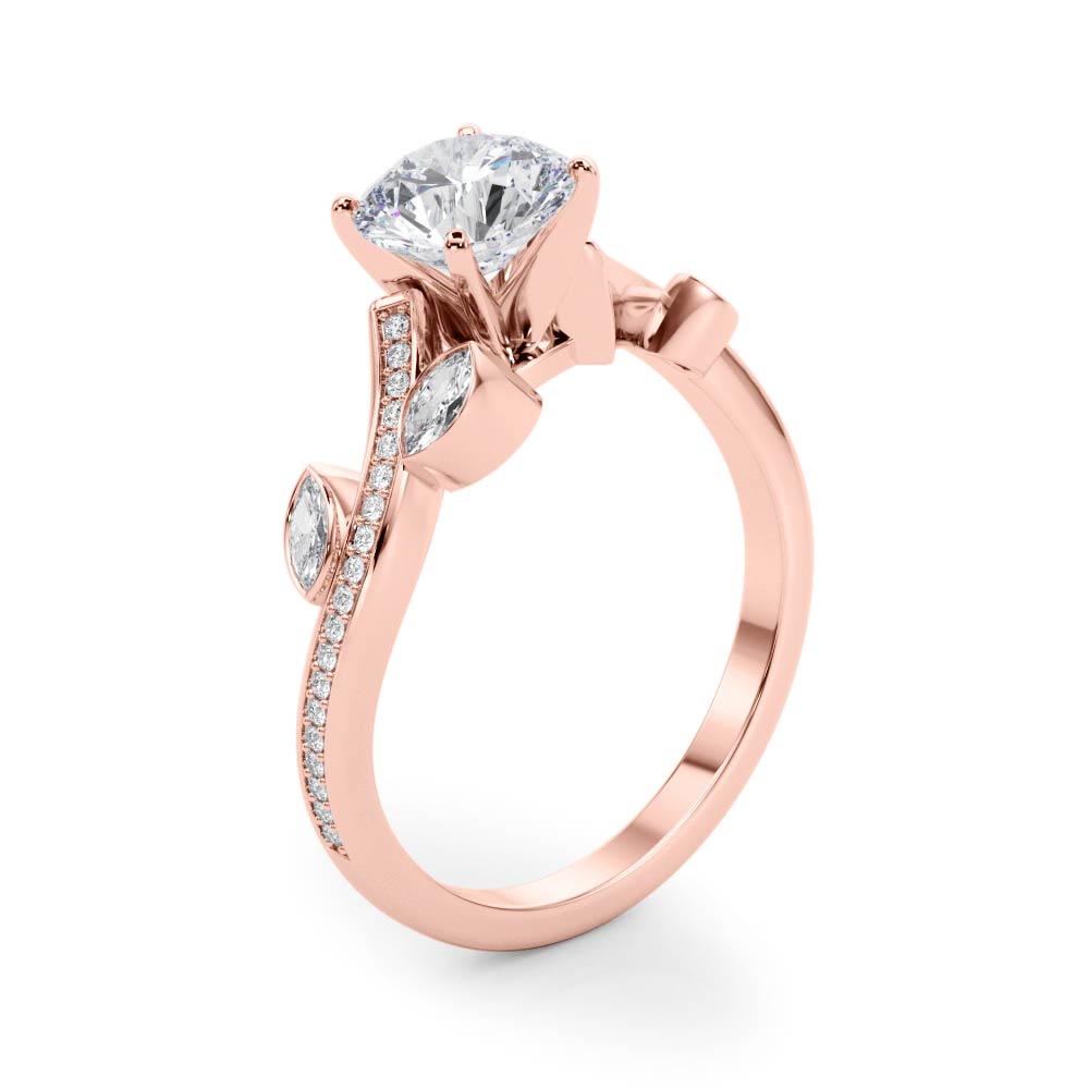 Refined Fashion Ring Round Diamond Engagement Ring — 9K/18K Gold & Platinum