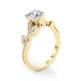 Refined Fashion Ring Round Diamond Engagement Ring — 9K/18K Gold & Platinum