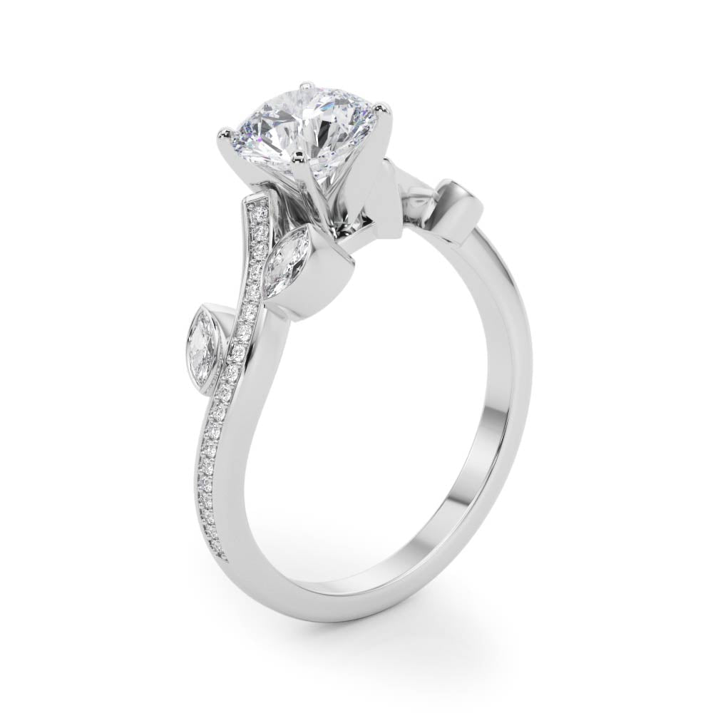 Refined Fashion Ring Round Diamond Engagement Ring — 9K/18K Gold & Platinum