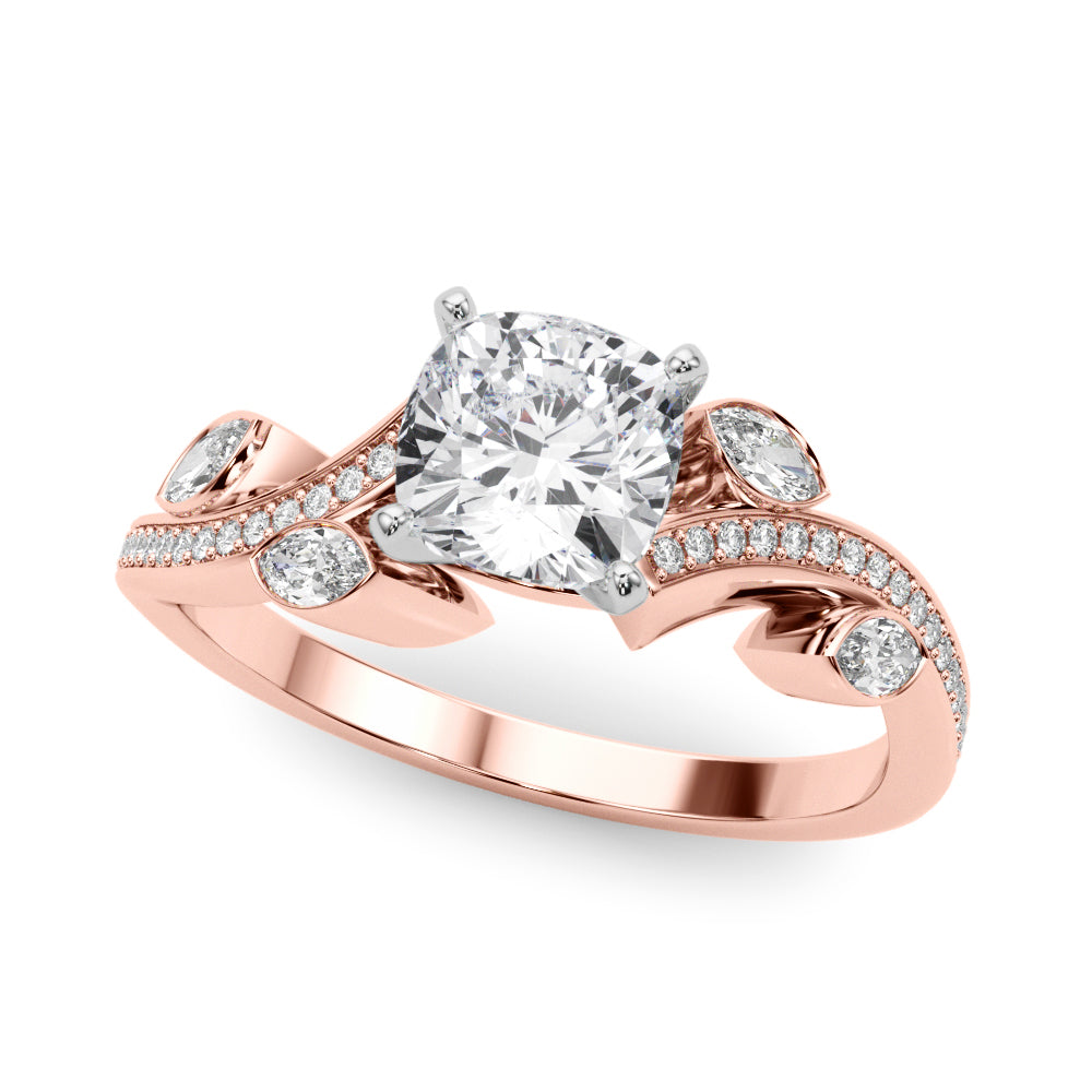 Refined Fashion Ring Round Diamond Engagement Ring — 9K/18K Gold & Platinum
