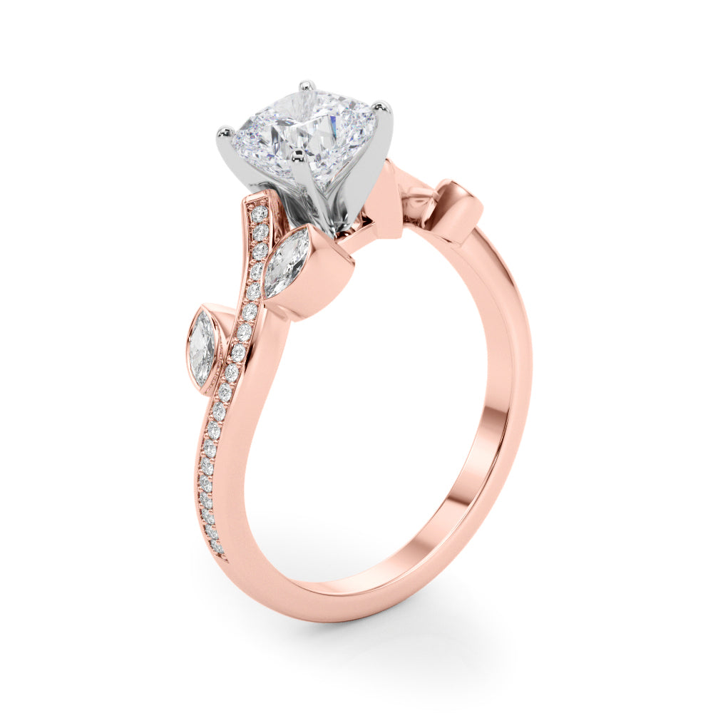 Refined Fashion Ring Round Diamond Engagement Ring — 9K/18K Gold & Platinum