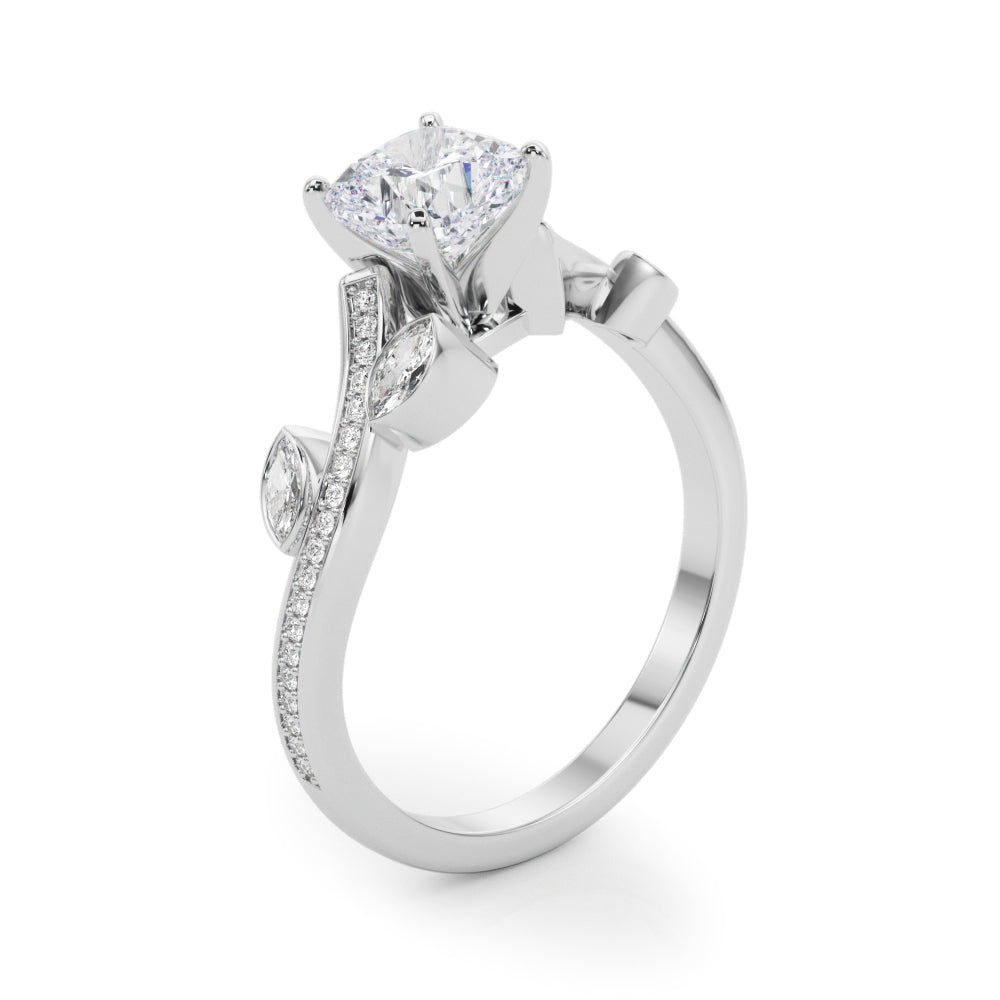 Refined Fashion Ring Round Diamond Engagement Ring — 9K/18K Gold & Platinum