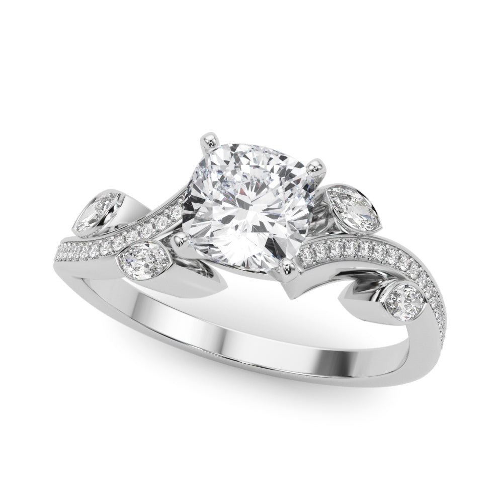 Refined Fashion Ring Round Diamond Engagement Ring — 9K/18K Gold & Platinum