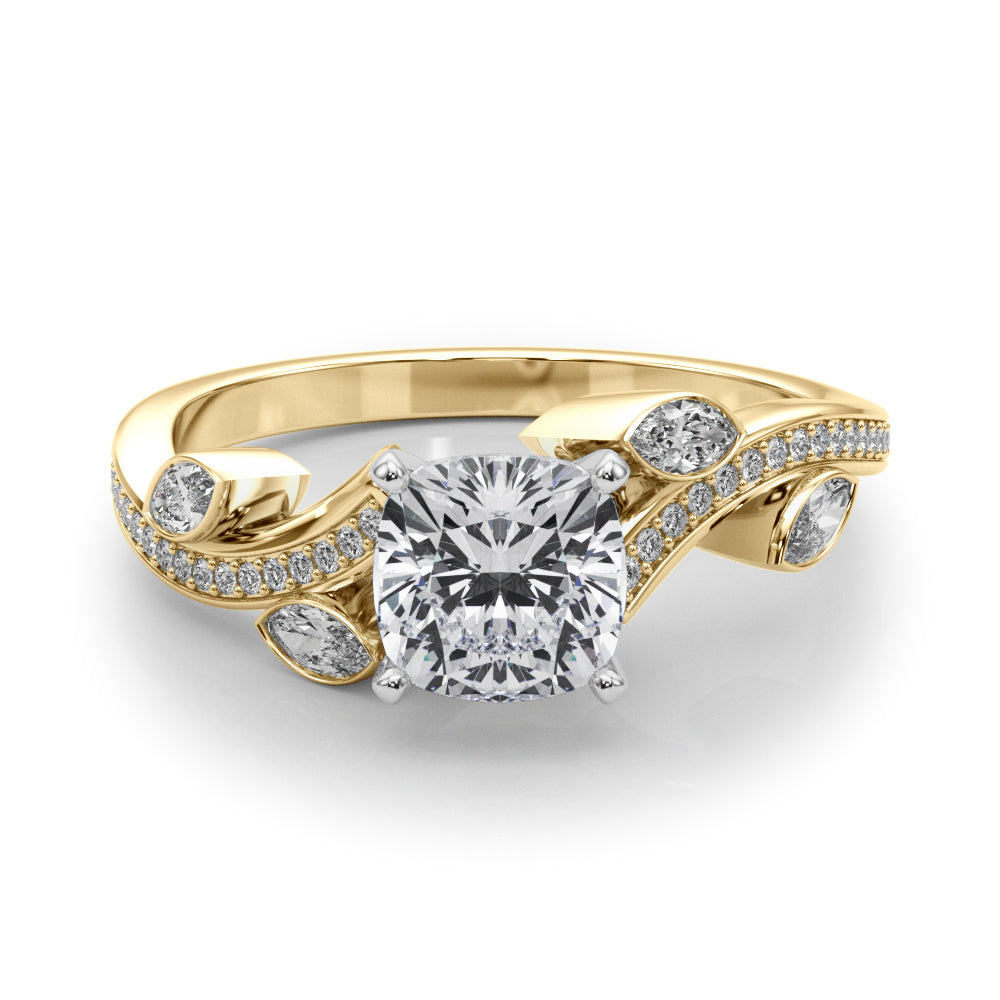 Refined Fashion Ring Round Diamond Engagement Ring — 9K/18K Gold & Platinum