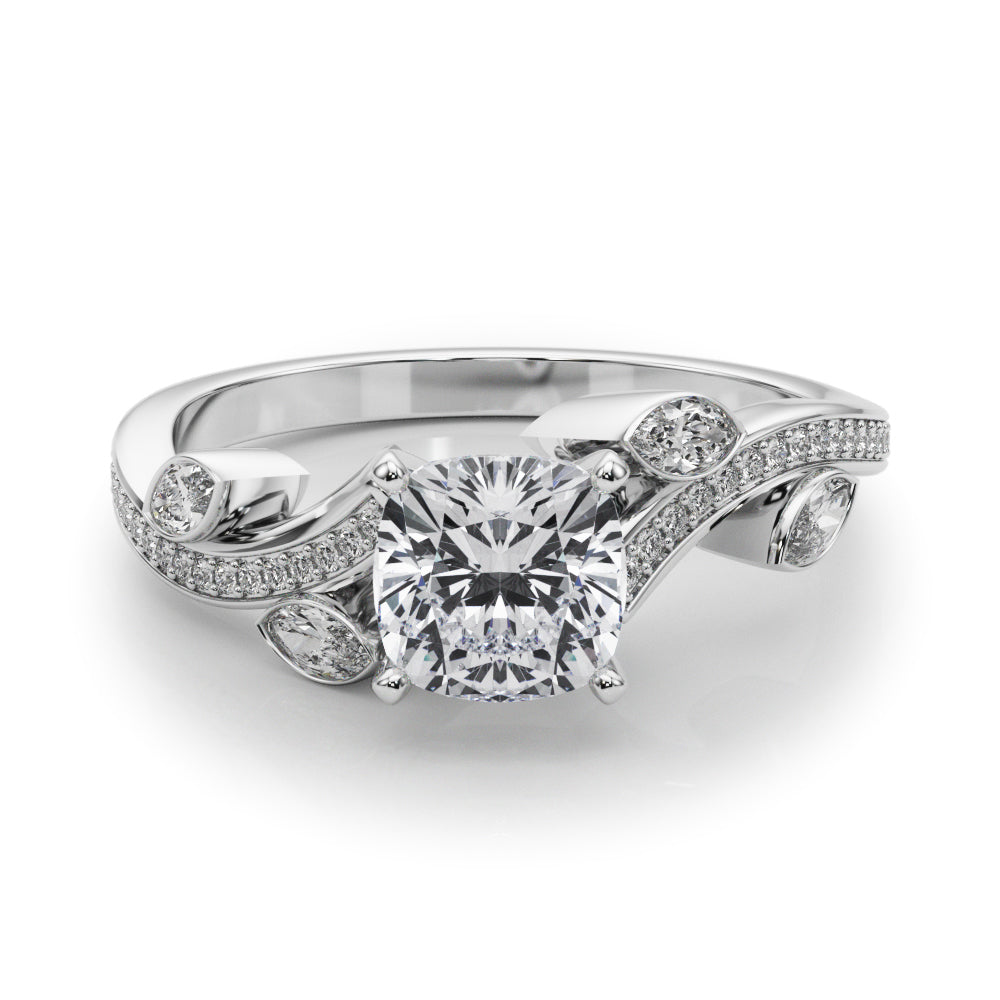 Refined Fashion Ring Round Diamond Engagement Ring — 9K/18K Gold & Platinum
