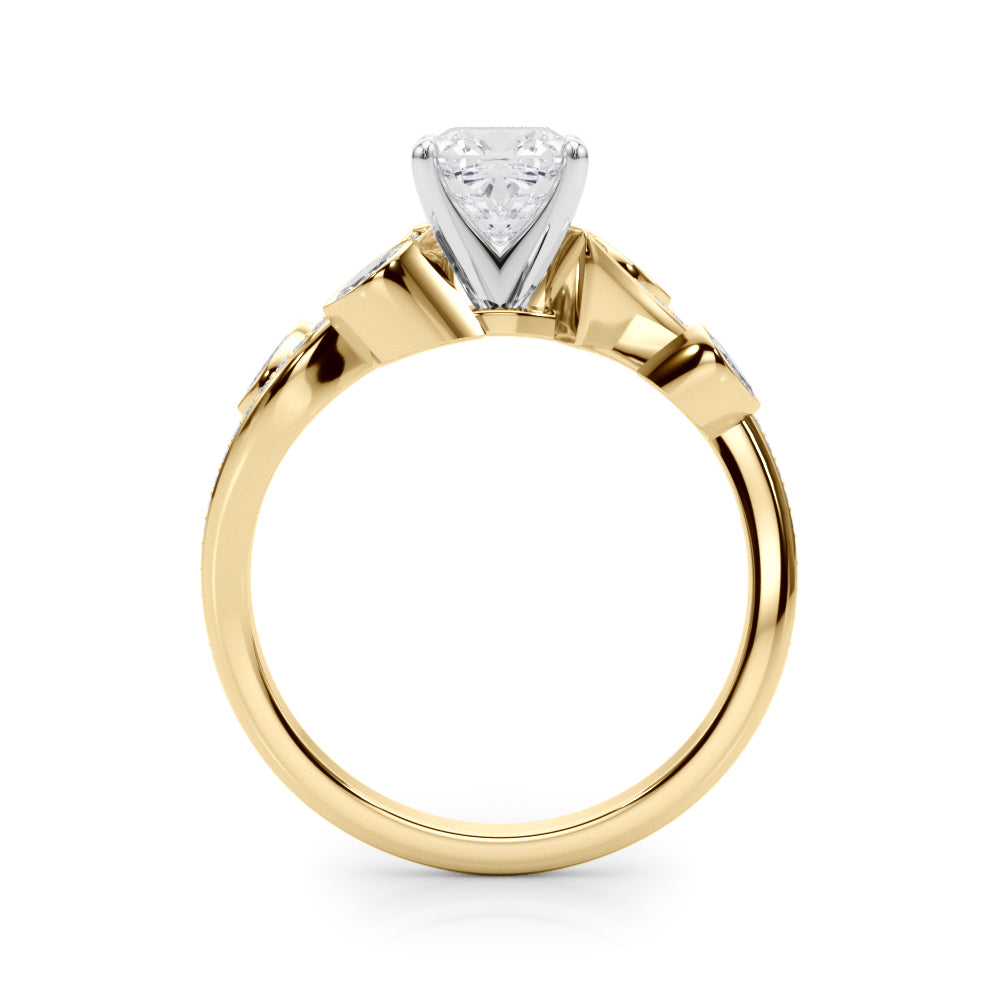 Refined Fashion Ring Round Diamond Engagement Ring — 9K/18K Gold & Platinum