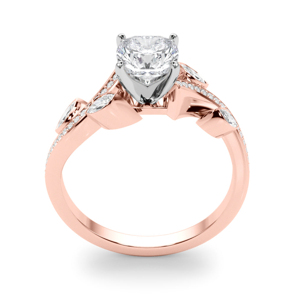 Refined Fashion Ring Round Diamond Engagement Ring — 9K/18K Gold & Platinum