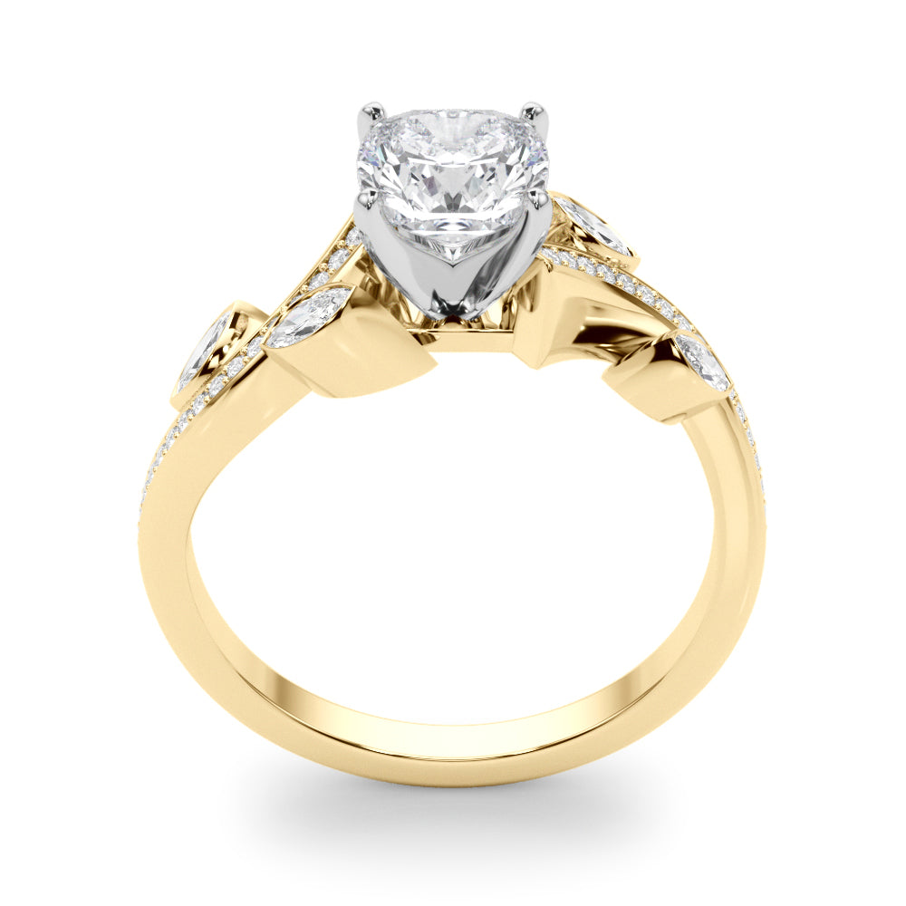 Refined Fashion Ring Round Diamond Engagement Ring — 9K/18K Gold & Platinum