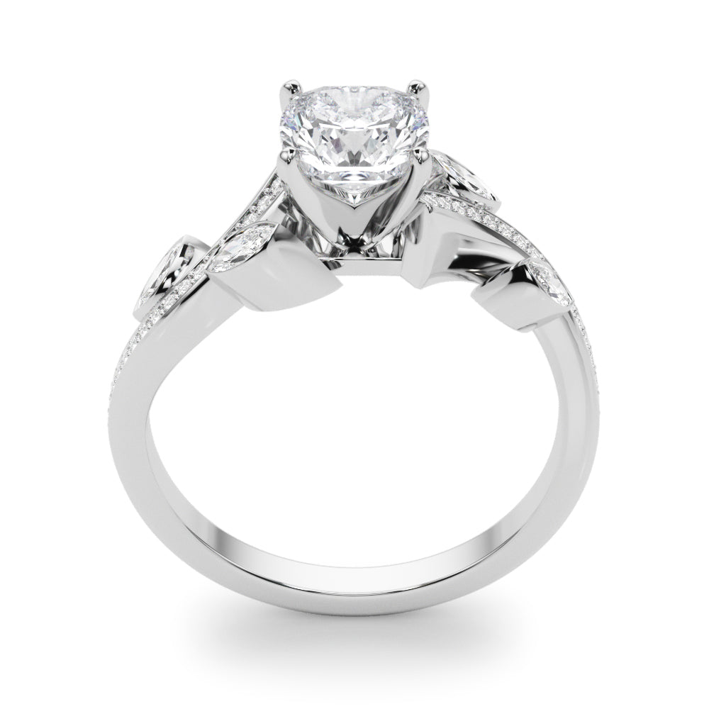 Refined Fashion Ring Round Diamond Engagement Ring — 9K/18K Gold & Platinum