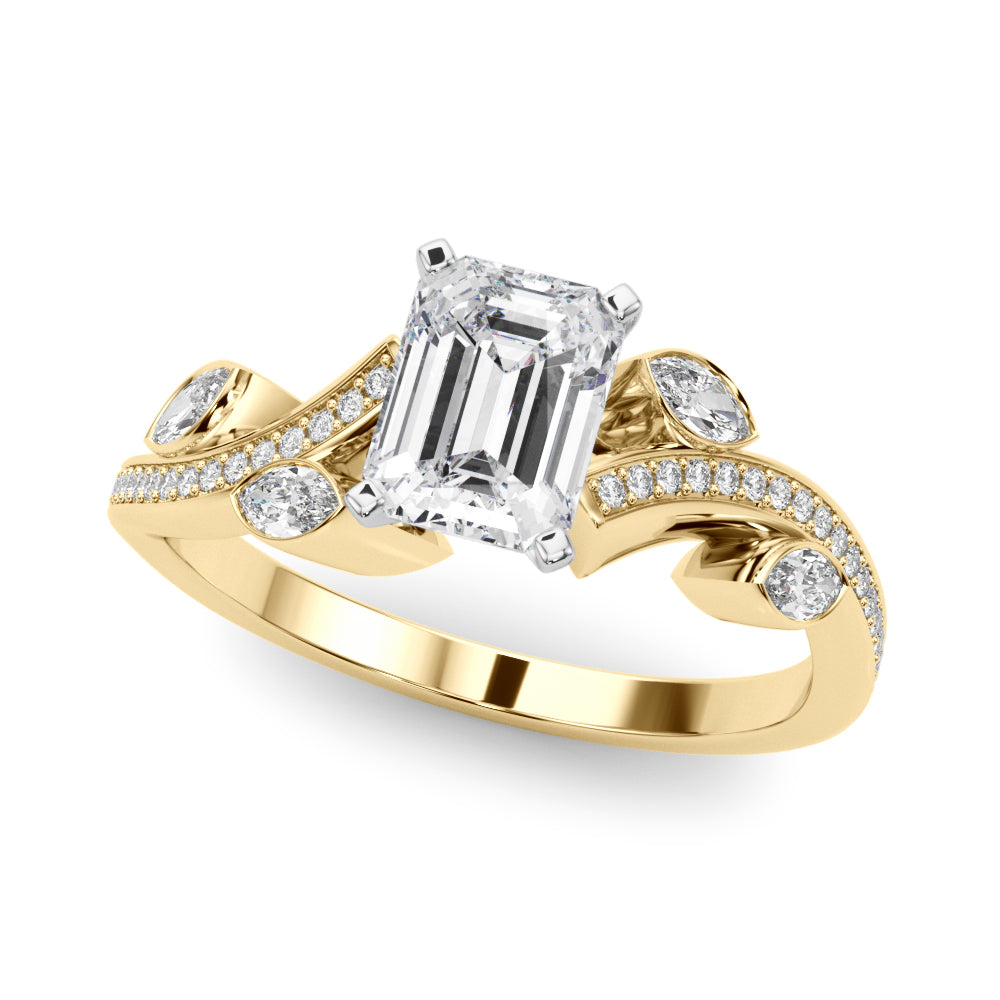 Refined Fashion Ring Round Diamond Engagement Ring — 9K/18K Gold & Platinum