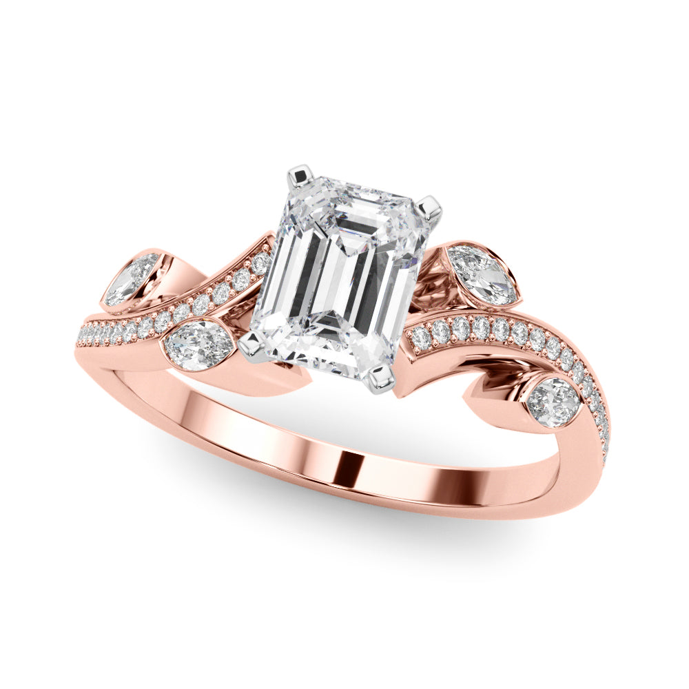 Refined Fashion Ring Round Diamond Engagement Ring — 9K/18K Gold & Platinum
