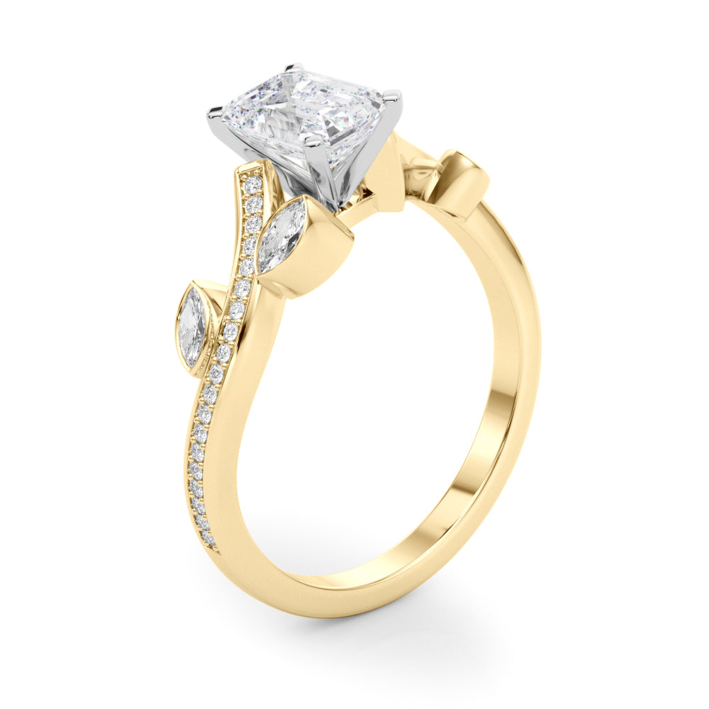 Refined Fashion Ring Round Diamond Engagement Ring — 9K/18K Gold & Platinum